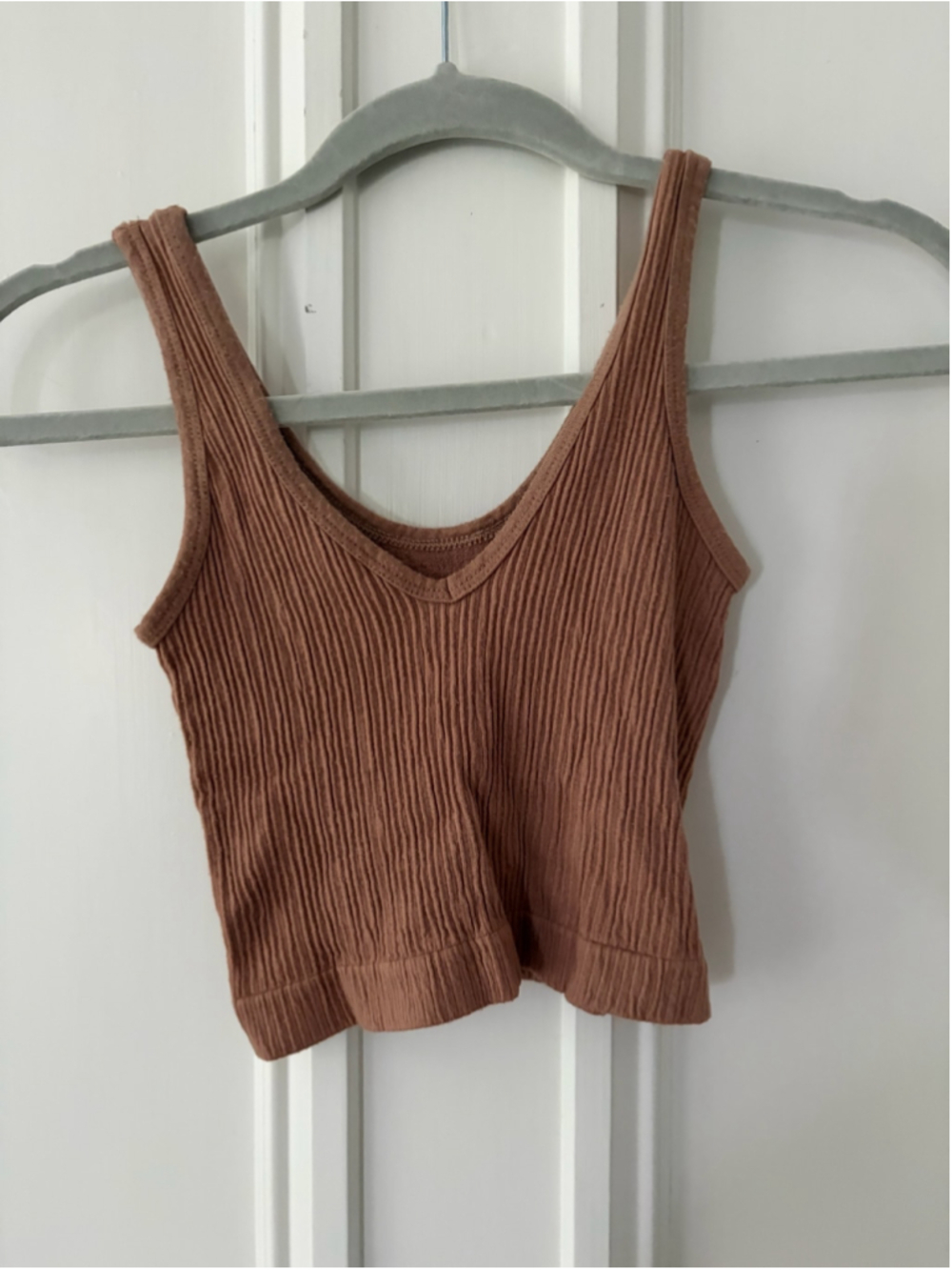 Comfy Urban Outfitters Ribbed V-Neck Tank Top in Brown